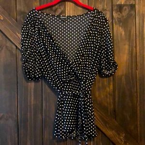 Express Faux Wrap Blouse